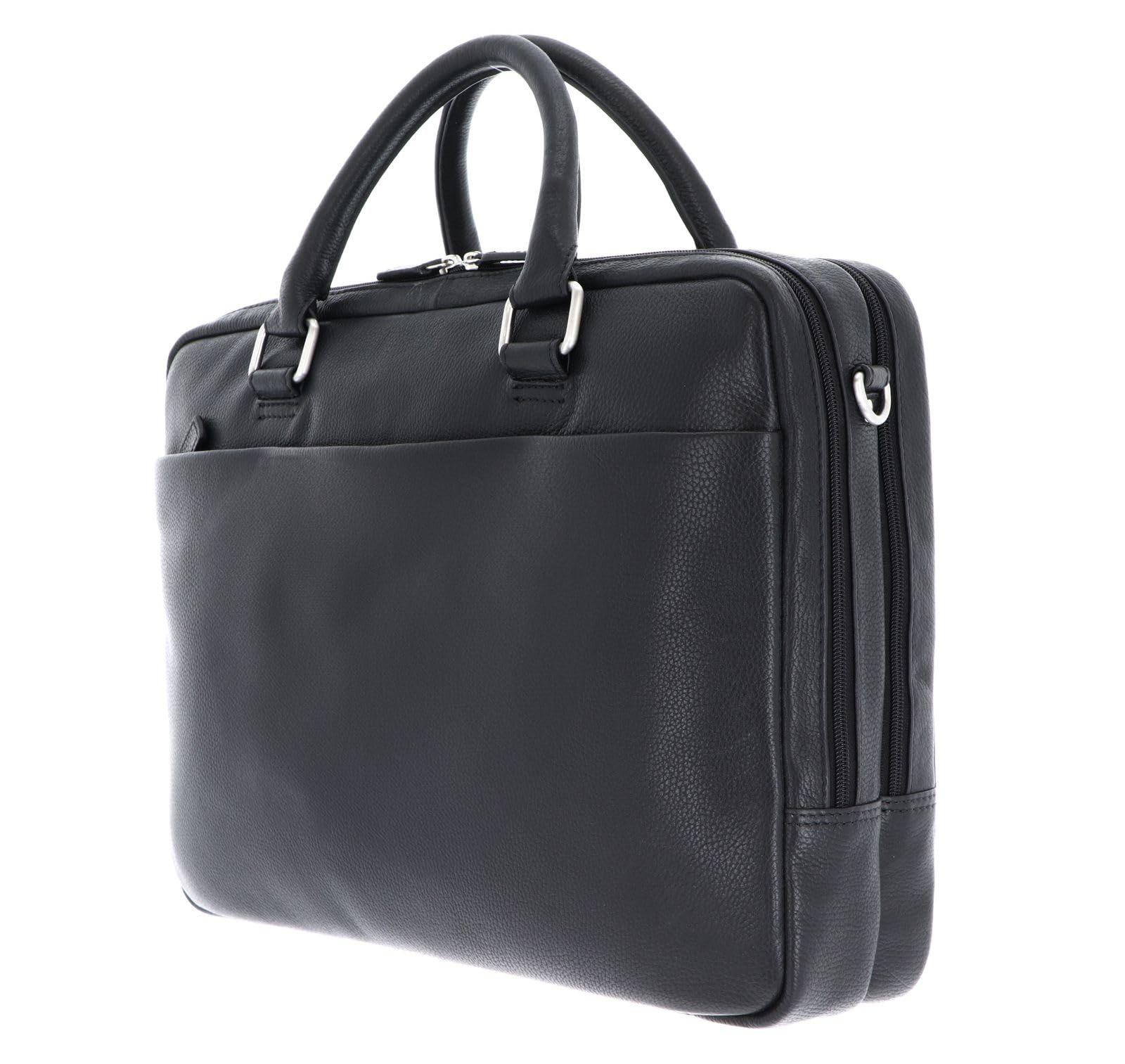 Leonhard Heyden Leder Businesstasche Laptoptasche mit Laptopfach Berlin RV-Aktenmappe 2 Fächer 7212 Schwarz