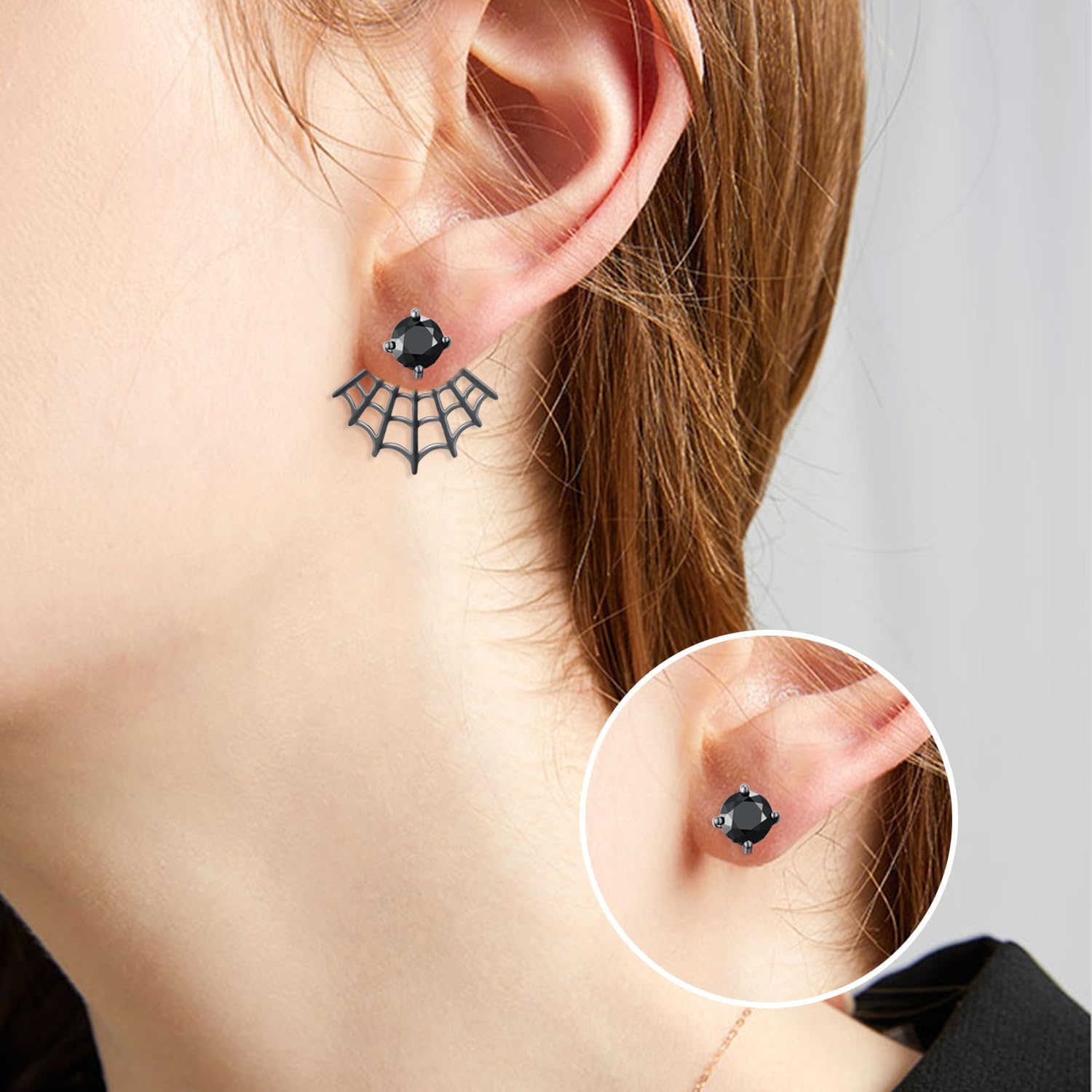 Spider Web Earrings 925 Sterling Silver Halloween Spider Earrings for Women Gothic Halloween Jewelry Gifts For Women - Image 5