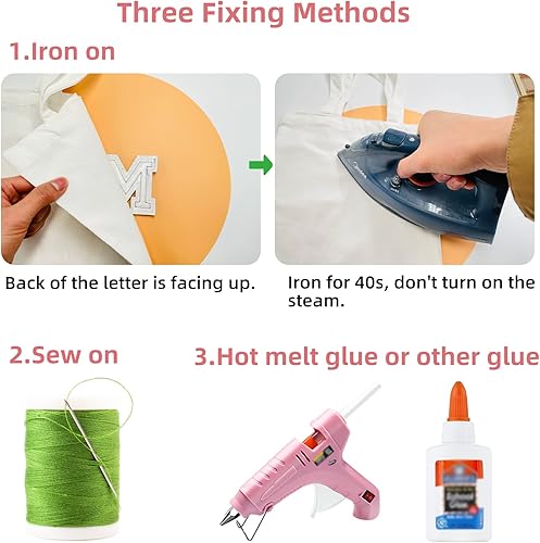 Miniatura 5 de Jongdari Letras termo-adhesivas de felpilla para ropa, parches de letras del alfabeto con brillantina para coser, con adhesivo planchado, 4