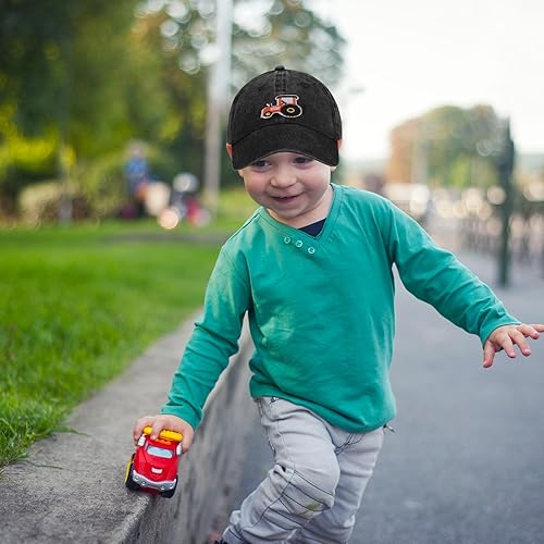 Miniatura 6 de Gorras de béisbol de tractor de granja para niños y niñas, sombrero vintage lavado, ajustable, divertido sombrero para papá para niños pequeños de 3