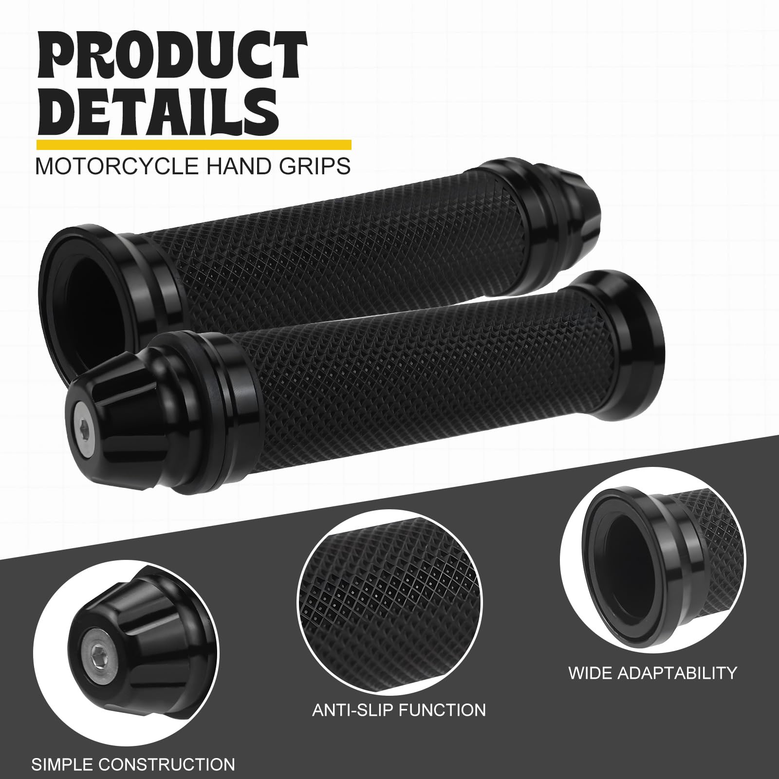 Area1 Progrip 732 Lot De 2 Poignées De Guidon De Moto, En Caoutchouc, 1 Pièce De 22