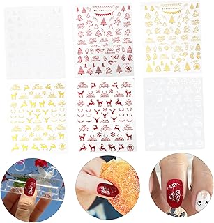 ADOCARN 6Pcs Adesivo 3D Para Unhas Adesivos Para Unhas Adesivos Para Unhas Arte Decalques Para Unhas Papel Cola Manicures Adesivos Para Natal Adesivos Para Unhas Para Decorações De Unhas