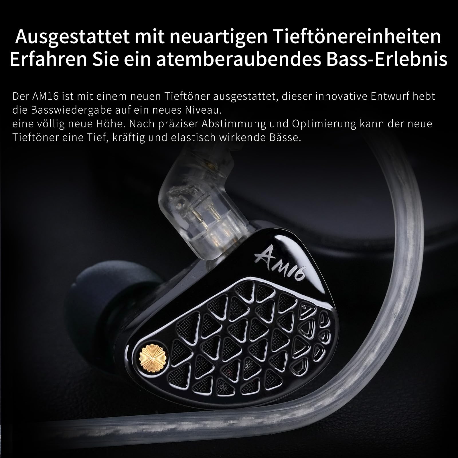 KZA COUSTICS KZ AM16 In Ear Monitor Kopfhörer mit 16 BA-Treibern, HiFi IEM mit klarem Stereoklang über alle Frequenzen, Gaming Ohrhörer mit Abnehmbarem Versilbertem OFC-Kabel für Musiker Audiophile