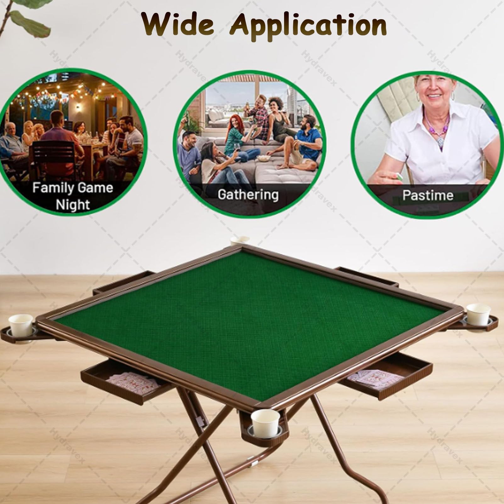 Tavolo da gioco pieghevole, portatile, quadrato, per 4 giocatori, con portabicchieri e scanalature per chip, ideale per giochi da tavolo e campeggio