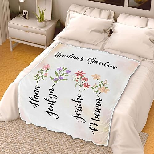 Miniatura 4 de Manta personalizada con nombre para la abuela de los nietos, manta de forro polar con nombres de nietos, regalos personalizados para mamá, nombres