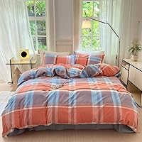 Vista 11 de FACE TWO FACE Juego de funda de edredón de 3 piezas, 100 % algodón lavado con textura parecida al lino transpirable duradero suave cómodo