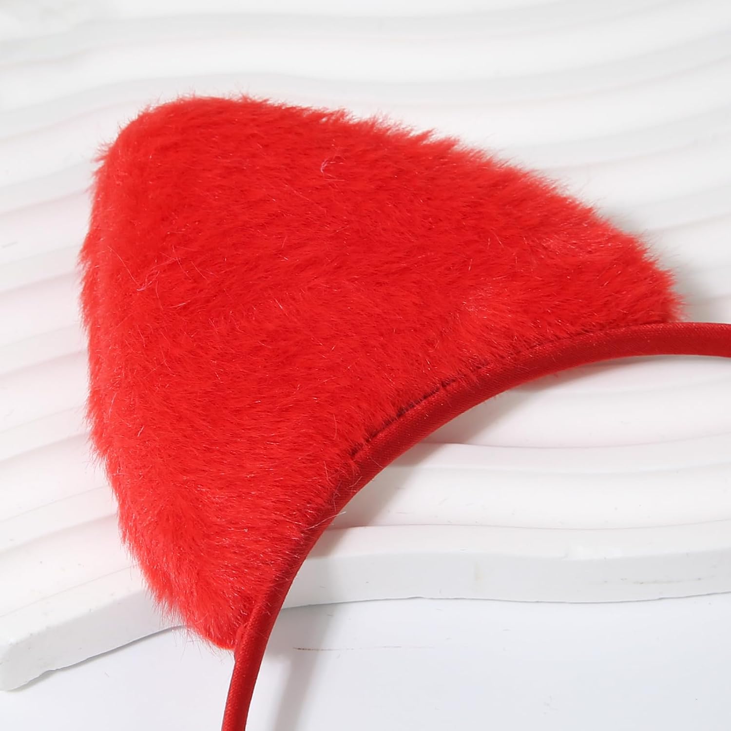 Black Cat Ears Headband Furry - Halloween Cat Woman Ears for Women, Cat Costume Accessories Kitty Ears