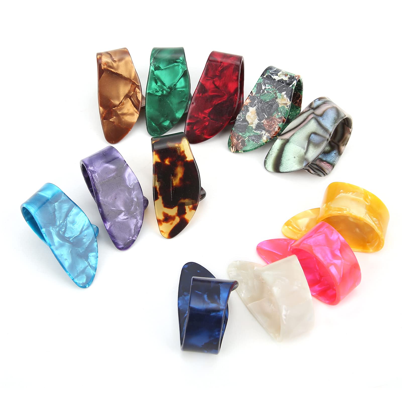 Lot De 12 Médiators De Pouce Pour Guitare/basse - Ultra Fins, 6 Couleurs, Durable - 14
