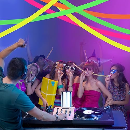 Miniatura 5 de Outus 1181 pies que brillan en la oscuridad, 36 rollos de papel crepé brillante, luz de fondo UV, serpentina de papel fluorescente reactivo para