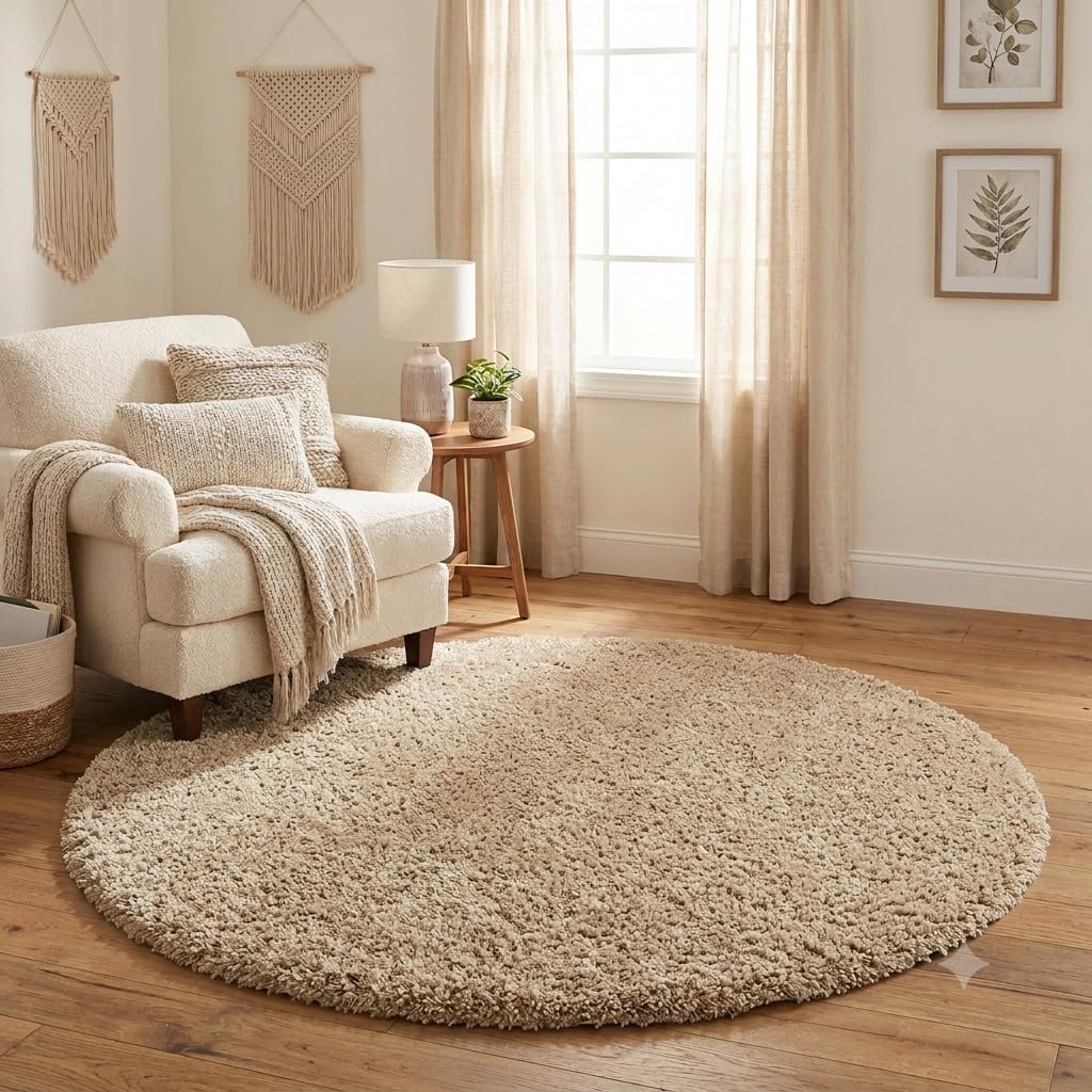 Beige Cotton Braided Rug - 5x7 Feet -25 Beige Cotton Braided Rug - 5x7 Feet -25