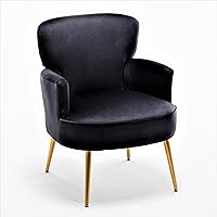 Vista 12 de Silla decorativa de terciopelo de moda con patas de metal dorado, sillón tapizado para espacios pequeños a medianos, sala de estar moderna