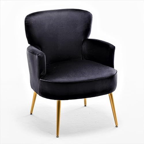 Miniatura 12 de Silla decorativa de terciopelo de moda con patas de metal dorado, sillón tapizado para espacios pequeños a medianos, sala de estar moderna,