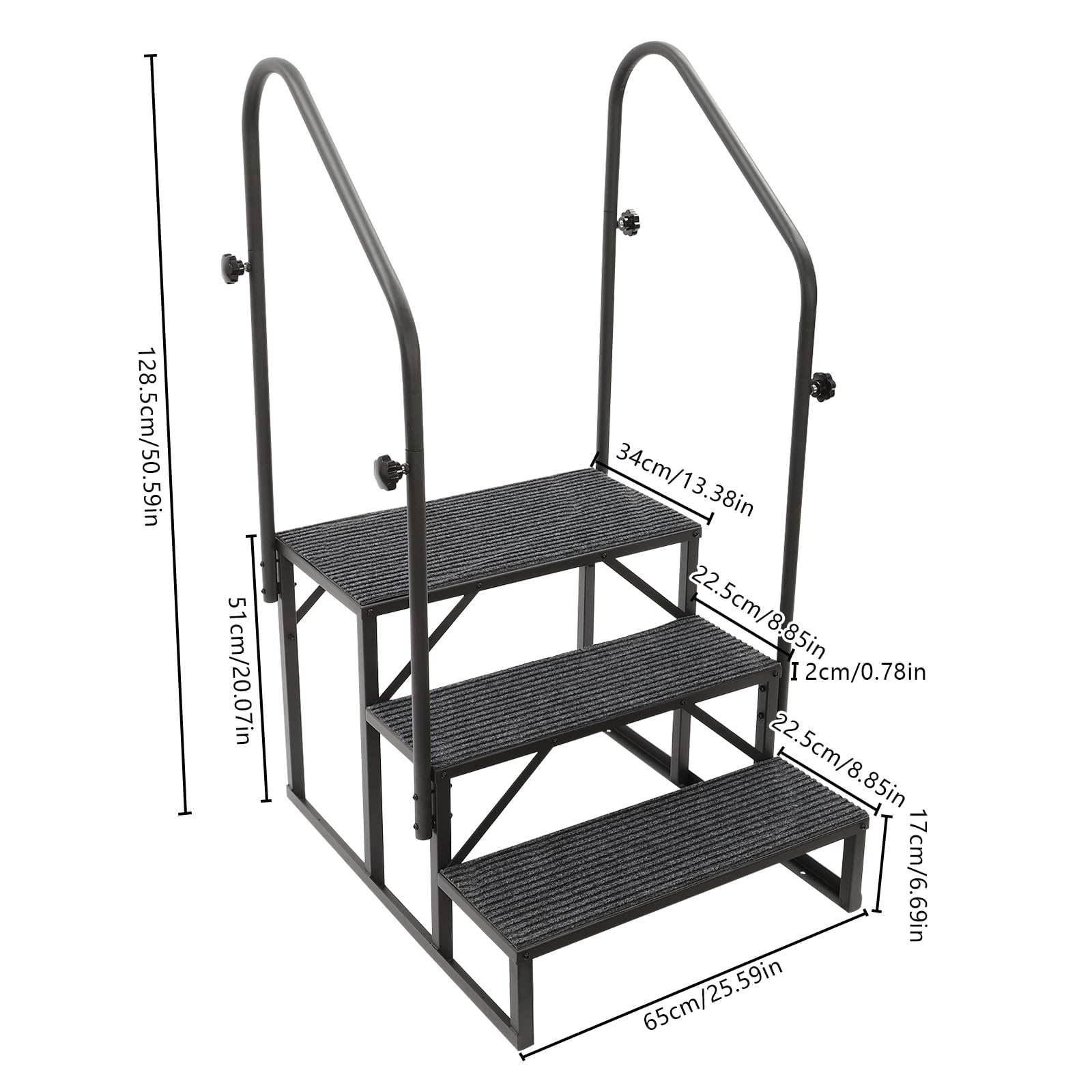 Wohnmobil-Treppe 3-stufige, Tragbare RV Stufen, 204kg Tragkraft