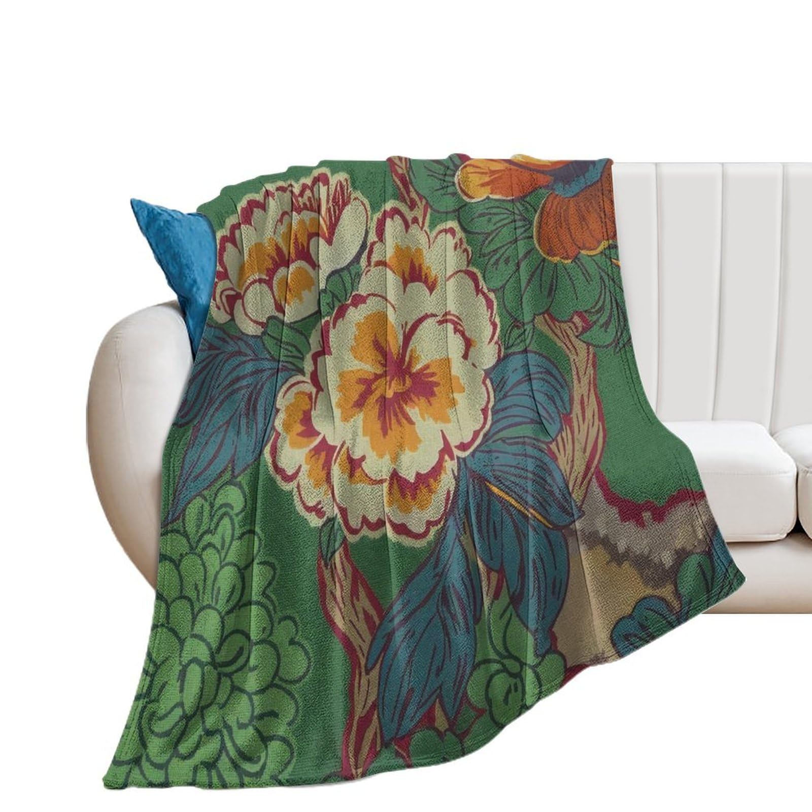 Couverture flanelle chinoiserie idéale pour vos soirées lecture au salon