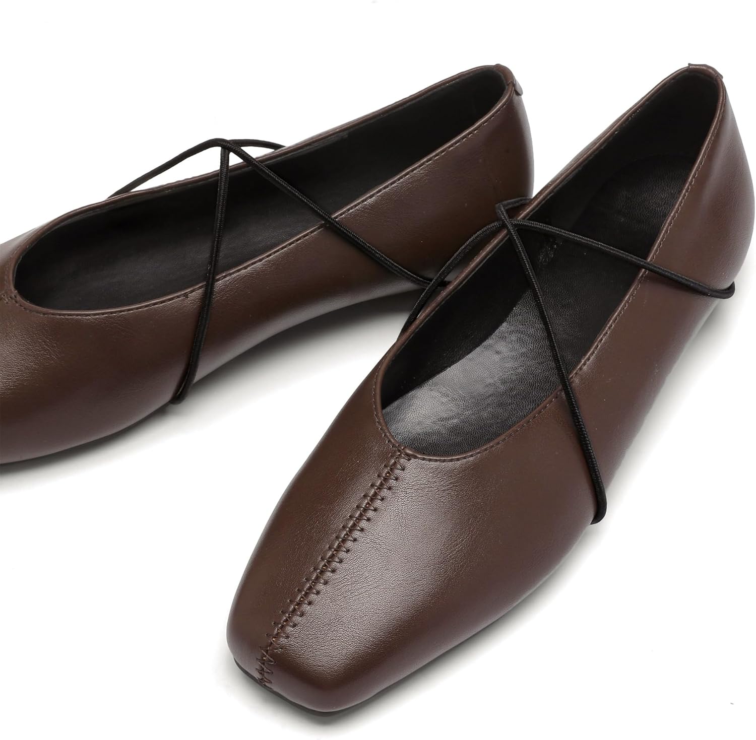 Women's Square Toe Ballet Flats Criss-Cross Straps Comfortable Slip On Mary Jane Flat Shoes for Office Work Casual - Image 6