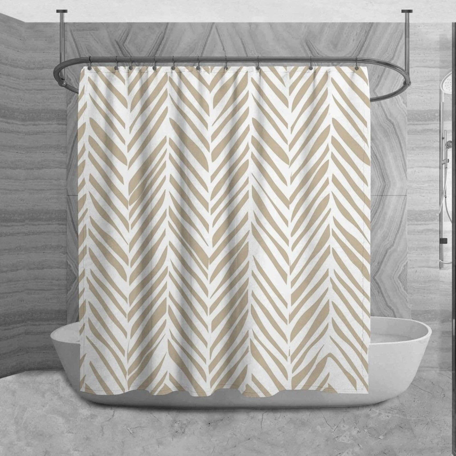 Rideau de douche à chevrons lavable pour éviter l'eau sur le sol
