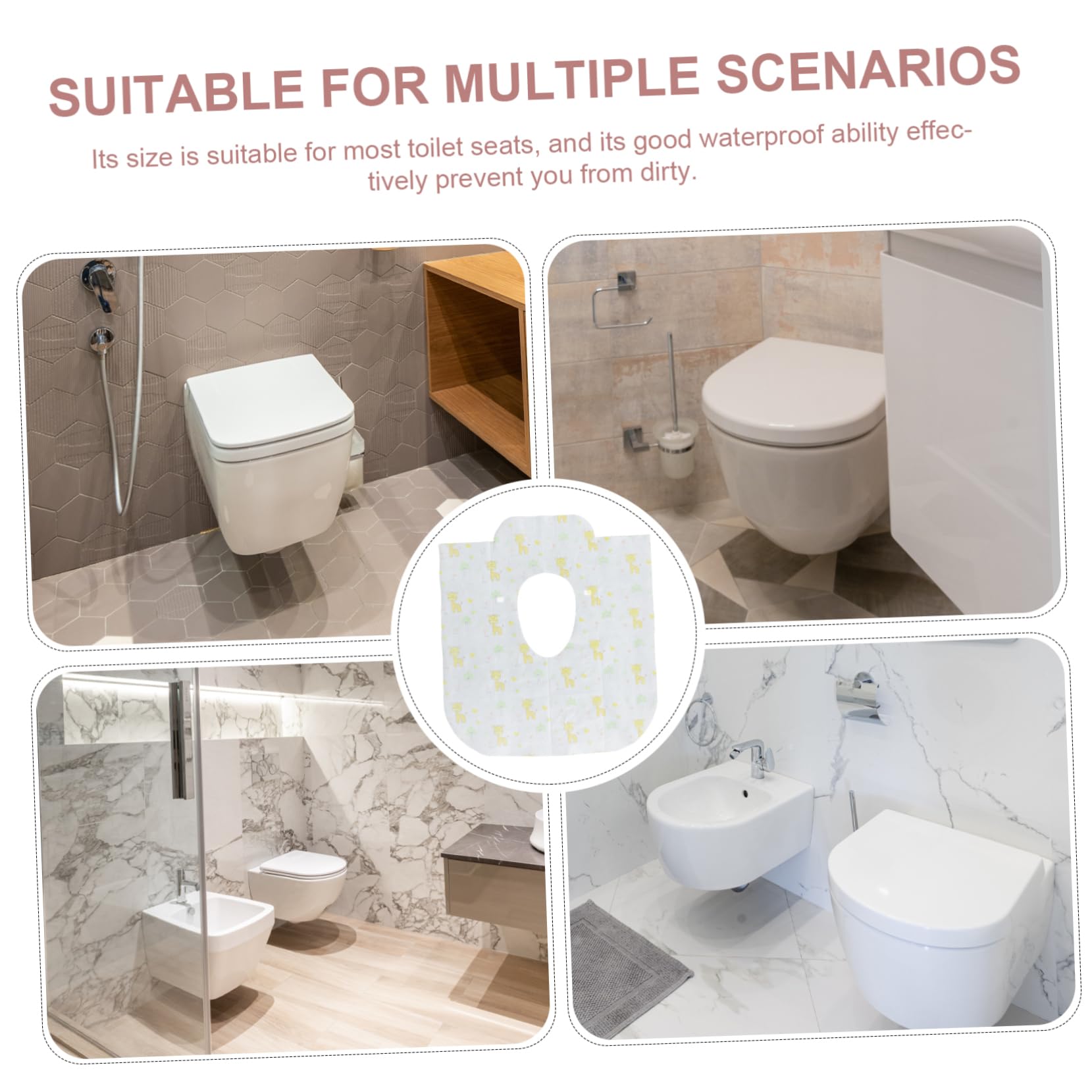 Anneome 10pcs Portable Toilet Paper Mats Disposable Seat Covers Anti-moving Adhesive Protection Travel Essential