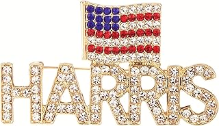 Harris Pin with USA Flag, Crystal Harris Lapel Brooch Memorabilia Gift for 2024 United States Presidential Election