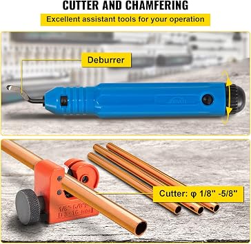 VEVOR Hydraulic Flaring Tool Kit, 45 Double Flaring Tool, Brake Repair Brake Flaring Tools for 3/16-1/2, Brake Flare Tool with Tube Cutter and Deburrer, 32 PCS Tube Flaring Tools for Copper Lines