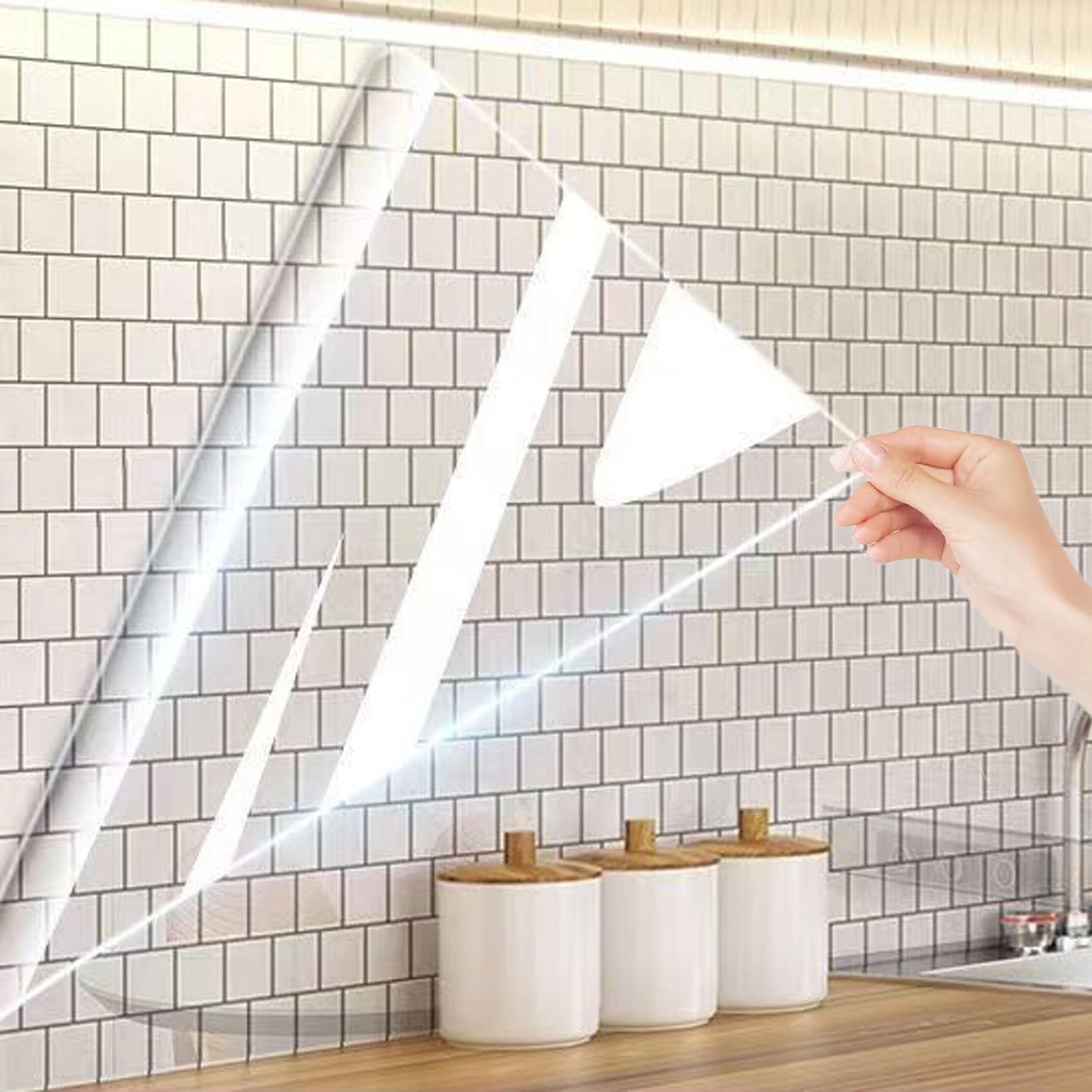 Clear Sticky Back Plastic Roll, 40cm x 3m Self-Adhesive Vinyl Film, Transparent Protector for Kitchen, Furniture & Office