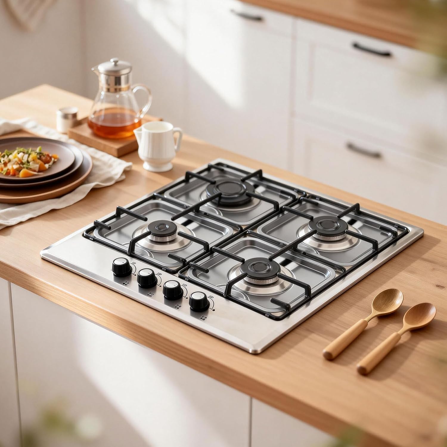 Unomor 4pcs Square Gas Range Drip Pans Heavy Duty Stove Burner Liners 19cm Stove Burner Covers for Gas Cooktop Spill Protection