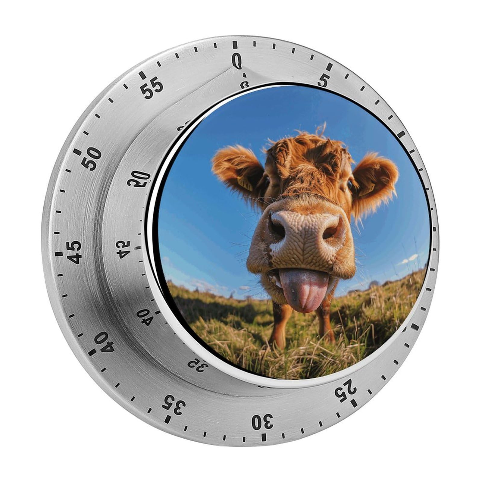 Cow StickingTongue Manual Countdown Timer with Magnetic Base Visual Mechanical Timer for Classroom Home Study and Cooking
