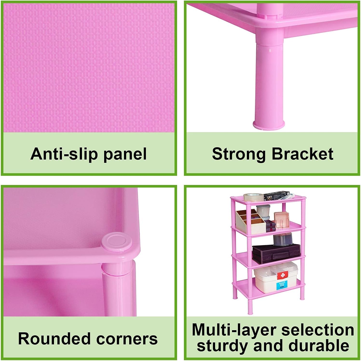Ranmok 4-Tier Plastic Storage Rack for Kitchen,Laundry Room,Bathroom Rectangle Purple