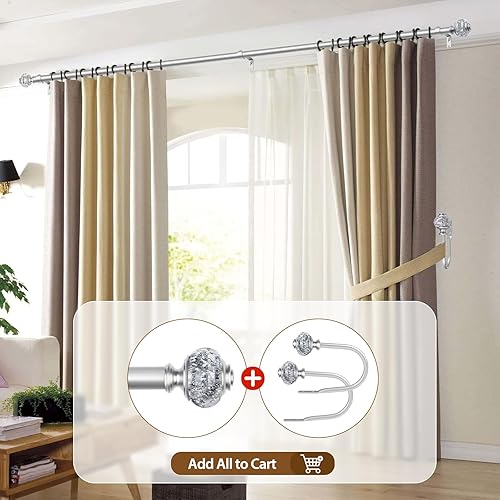 Miniatura 6 de Barras de cortina plateadas para ventanas de 48 a 84 pulgadas, USFOOK barras de cortina telescópicas empalmables de 78 pulgadas de 32 a 86 pulgadas,
