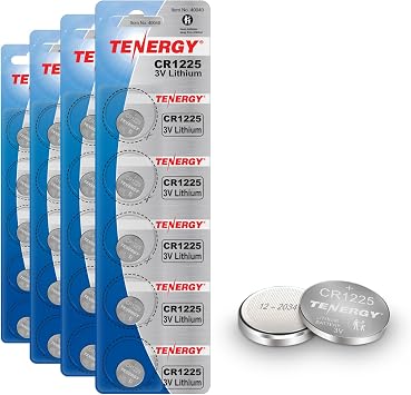 Tenergy 3 Volt Battery CR1225, Button Cell Batteries, Ideal for Thermometers, Key Fobs, Laser Pointers, Medical Devices, Calculators, and More, 20 Count