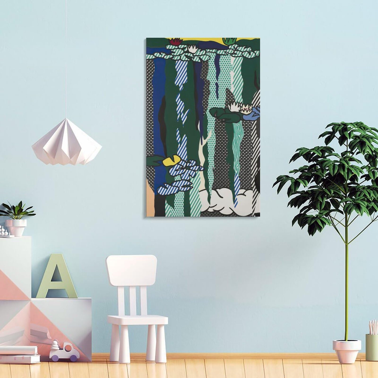 Amazon.co.jp: ロイ・リキテンスタイン「雲の中の睡蓮」絵画 モダン