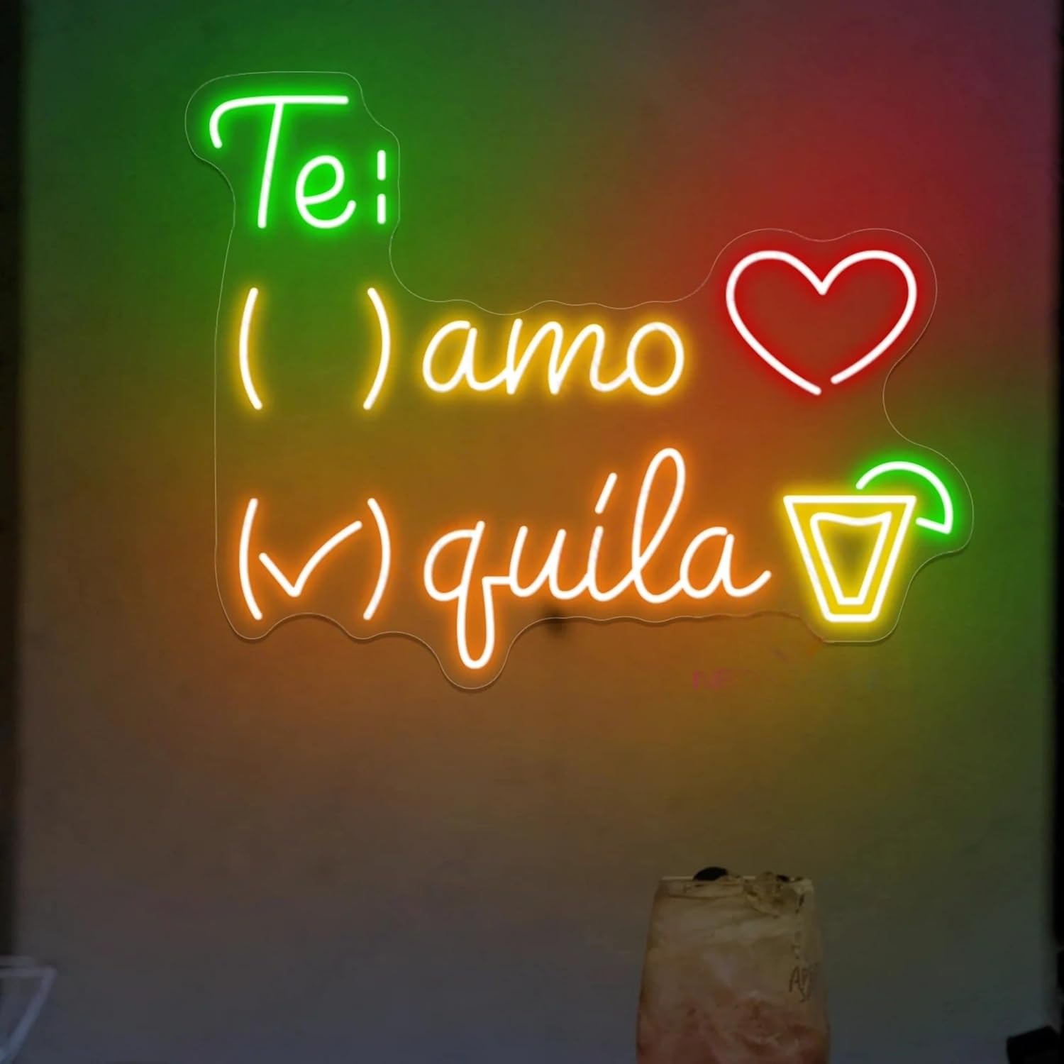 Tequila Te Amo Neon Sign, Tequila lover gift, Margarita party sign, Latin fiesta decor, Spanish Bar LED Light for Home Bar Decor, Mexican Themed Party Supplies, Unique Gift for Tequila Lovers