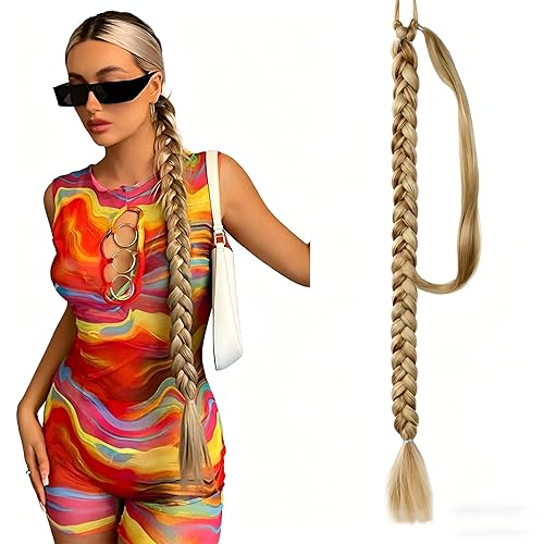 Long Braid Ponytail Extension with Hair Tie 32 Inch Straight