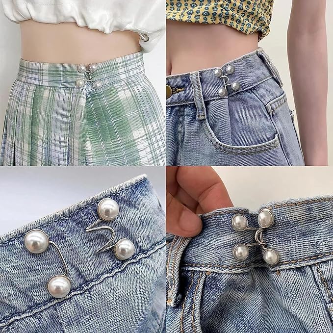 Image of TEKCOOL 2 Pcs Adjustable Jeans Button for Waist Tightening, Adjustable Waist Buckle Extender for Jeans, Waist Tightener Clips for Loose Jeans, Pants, Skirts (No Sewing Required).