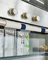 Vista 5 de Juego de 2 fundas para manijas de puerta de refrigerador con rayas azul marino para lavavajillas, microondas, horno, nevera, estufa