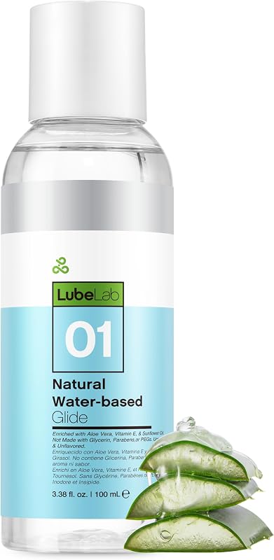 Waterbased Lube 3.38 Fl Oz. Personal Lubricant w/Aloe & Vitamin E | Portable, Hypoallergenic, Free of Paraben&Glycerin&PEGs, PH-Balanced, Natural Smooth Slippery Gel for Couples, Men, Women
