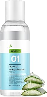 Waterbased Lube 3.38 Fl Oz. Personal Lubricant w/Aloe & Vitamin E, Portable, Hypoallergenic, Free of Paraben&Glycerin&PEGs, PH-Balanced, Natural Smooth Slippery Glide Gel for Couples, Men, Women