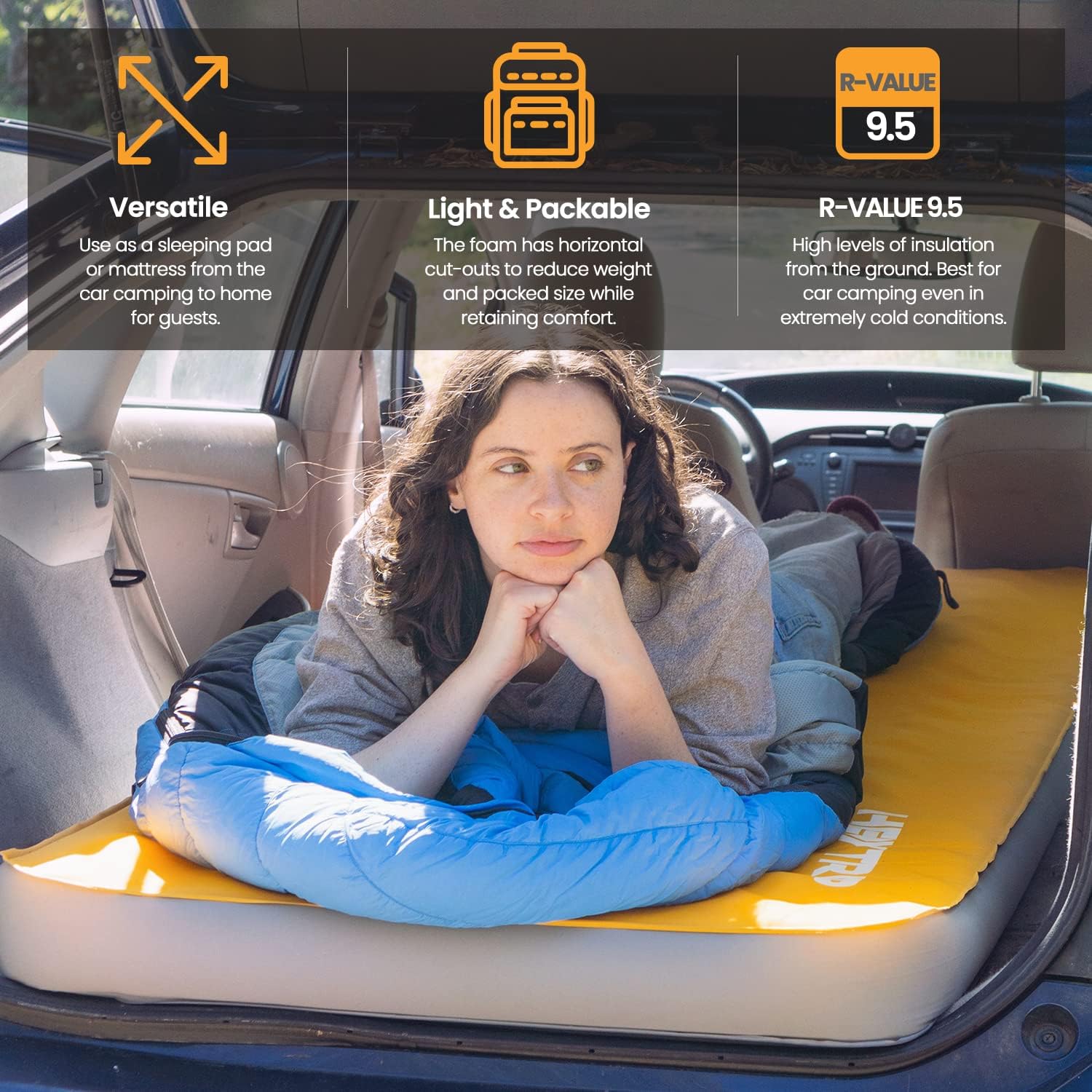 HEYTRIP 4 Inch Thick Self Inflating Sleeping Pad for Camping with 9.5 R-Value, Ultra Comfort Camping Foam Mattress with Pump Sack, Portable Camping Mat for 4-Season (78 x 30 x 4 Inch) : Sports & Outdoors