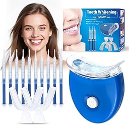 Teeth Whitening Kit - 10 Fast Acting Whitening Gels - 2 Braces - Home Teeth Whitening - Improves Coffee Tea Wine Stains