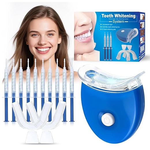 Kit de Blanchiment Dentaire, 10 Gels Blanchissants + 2 Plateaux Dentaires, Élimine les Taches Profondes, Soin blanchissant dentaire, Usage Quotidien
