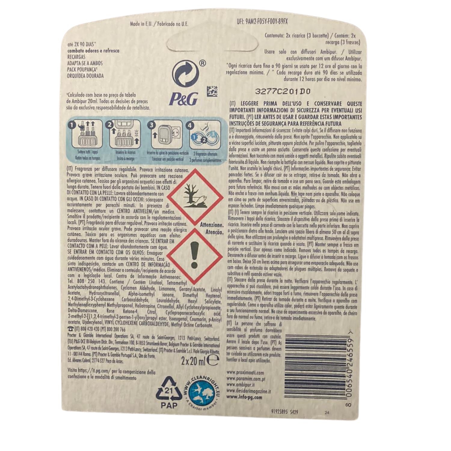 Ricariche profumatore elettrico per ambienti – Fragranza oro e fiori di vaniglia – 40 ml – Variazioni 4/8/12 Pezzi (4)