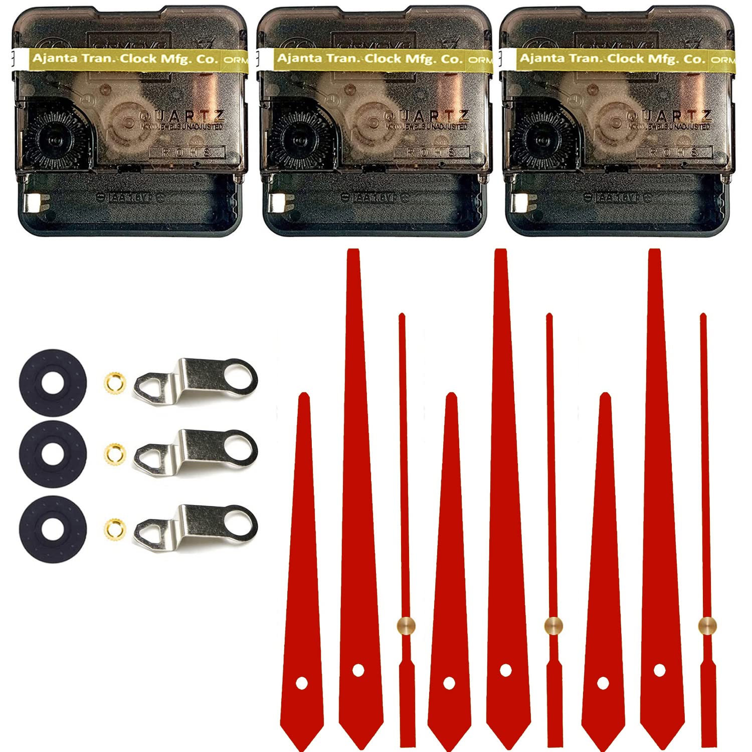 ZONOTA Combo of 3 Ajanta Mfg. Battery Operated Plastic Ticking Wall Clock Movement Machine with Hands (Made in India 100%) (Maroon 3) (B0BY6D3K2P) Amazon Price History, Amazon Price Tracker