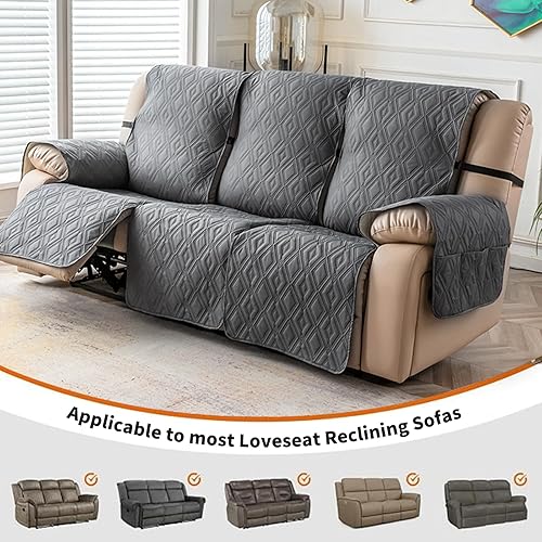 Miniatura 3 de Funda reclinable 100 % impermeable, funda para silla reclinable, funda reclinable para sala de estar (gris oscuro, 28 pulgadas)