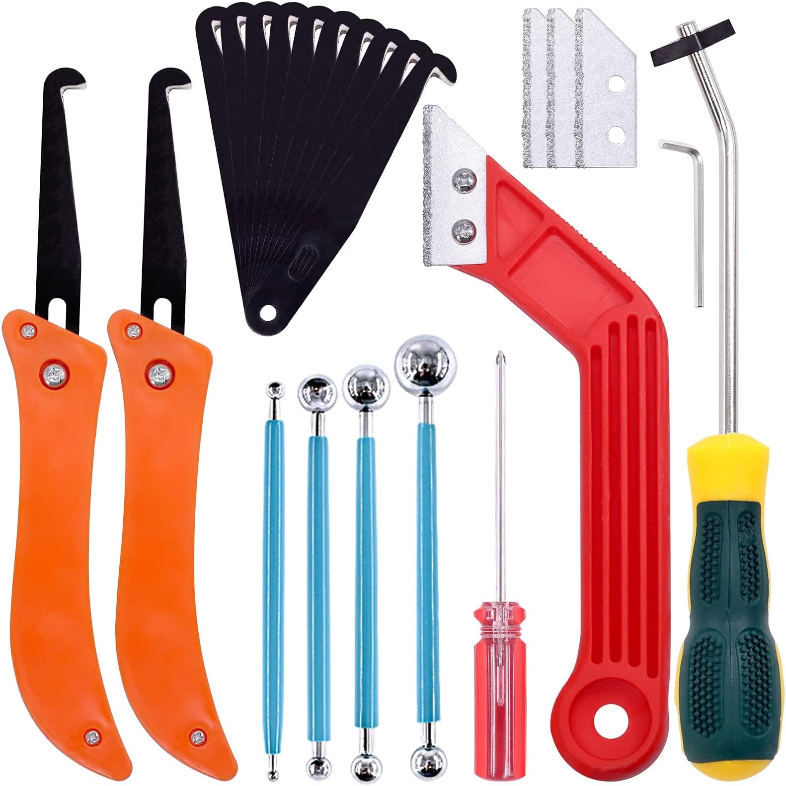 22 Pcs Grout Removal Tool Set Contains Grout Saw Knife, Grout Hand Saw with 8'' Diamond Surface Blades, Tile Joint Cleaning Brush, Caulking Edge Tool Grout Cleaner for Joints Seams Corner