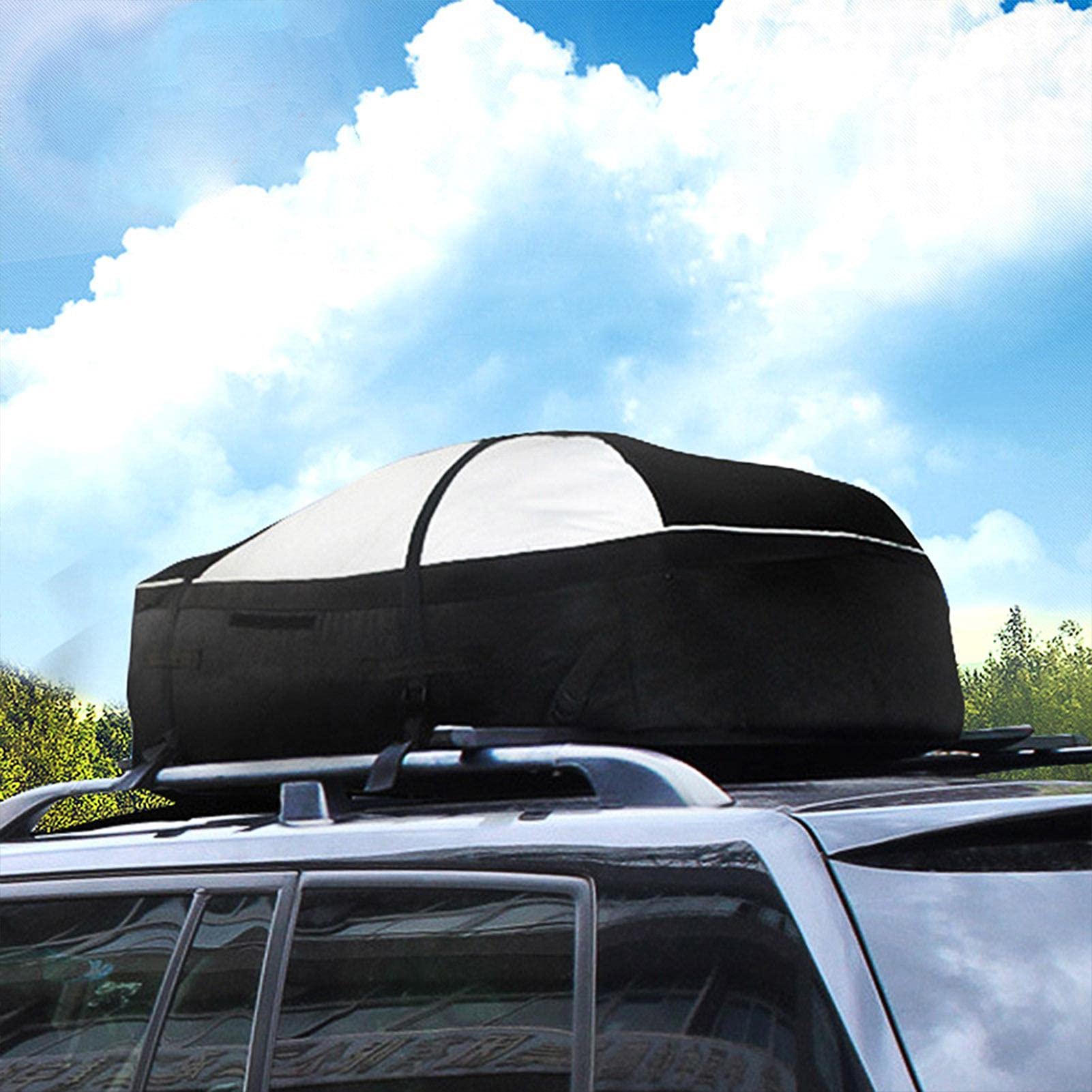 Yusheng Cofre de techo de 273 l, plegable, resistente al agua, para viajes y transporte de equipaje, color negro