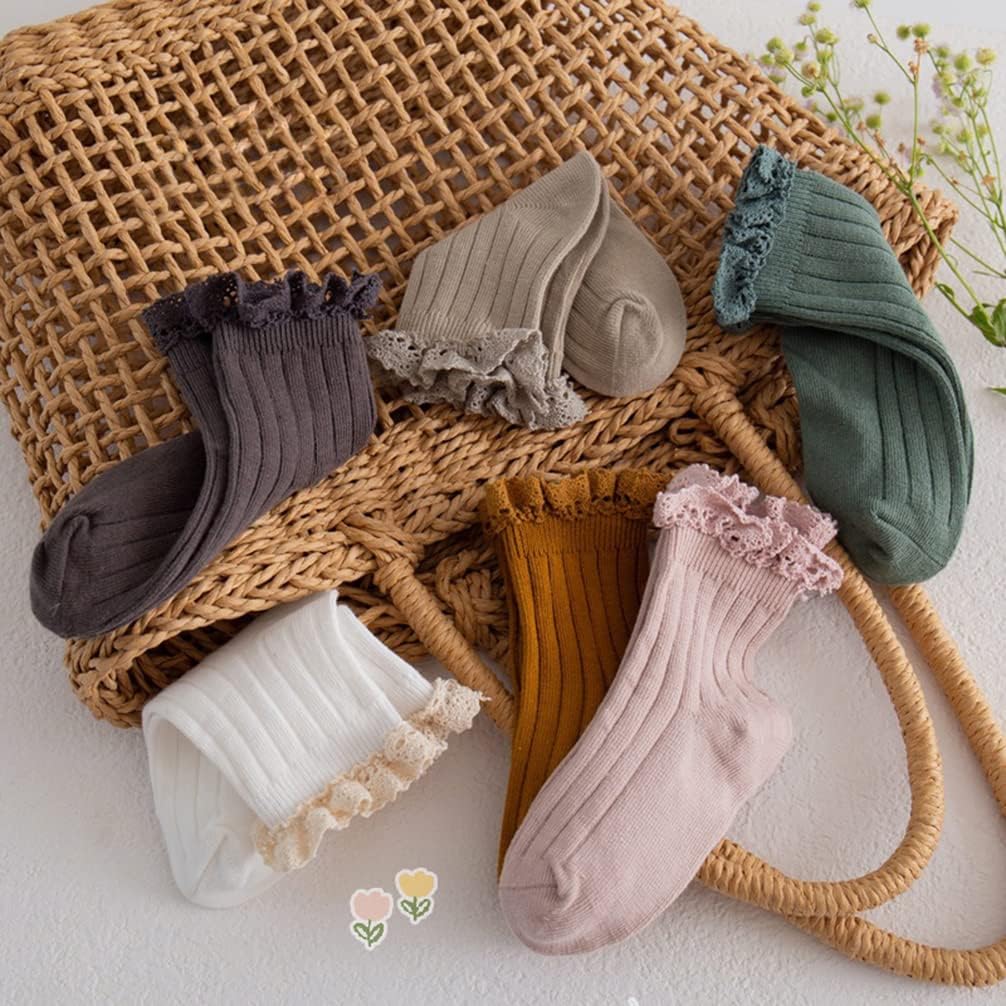 Little Girls Vintage Ruffle Ankle Lace Socks Toddler Girl Boot Socks - Image 2