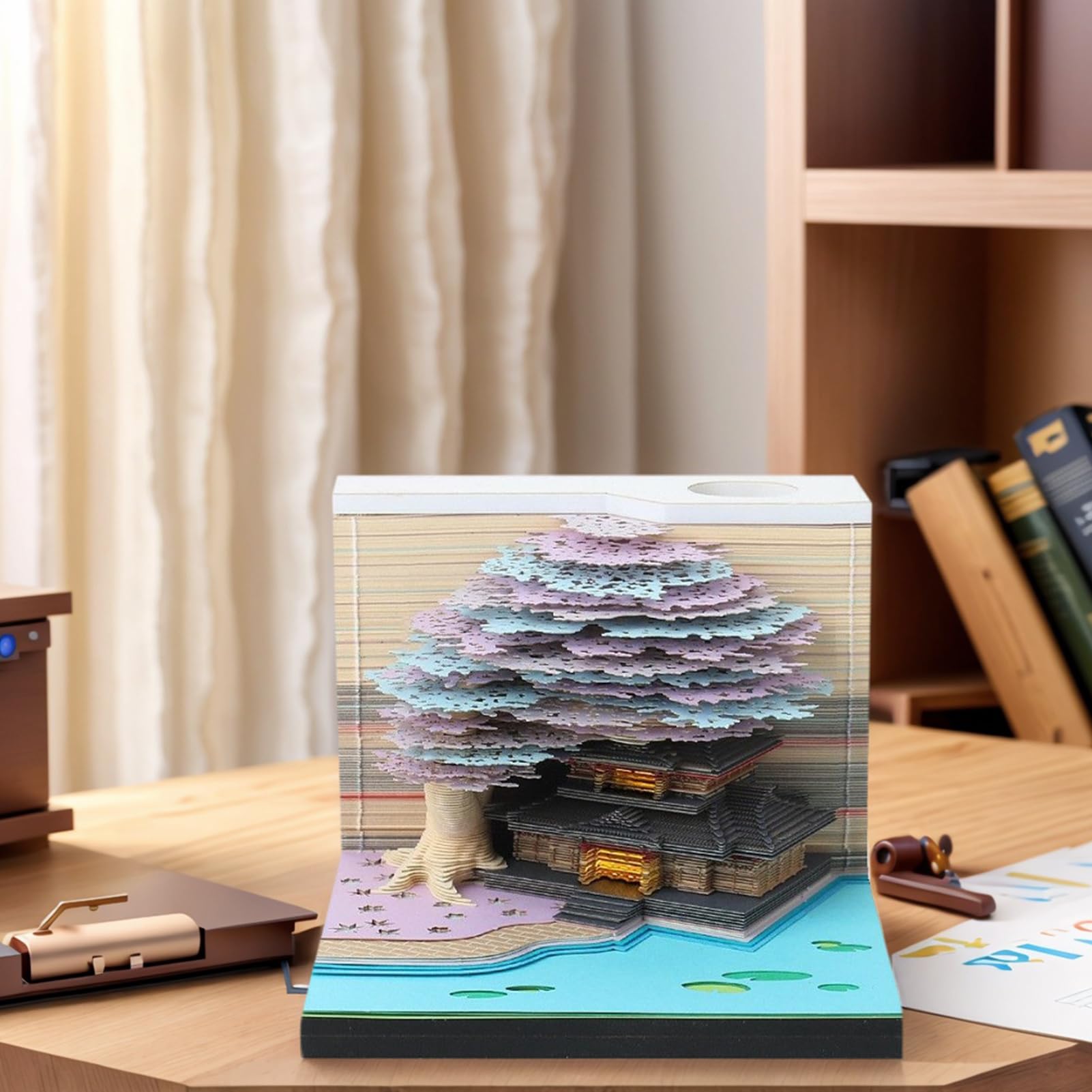 Calendrier 3D Bloc-notes Mémo Artistique Lumineux à Feuilles Détachables