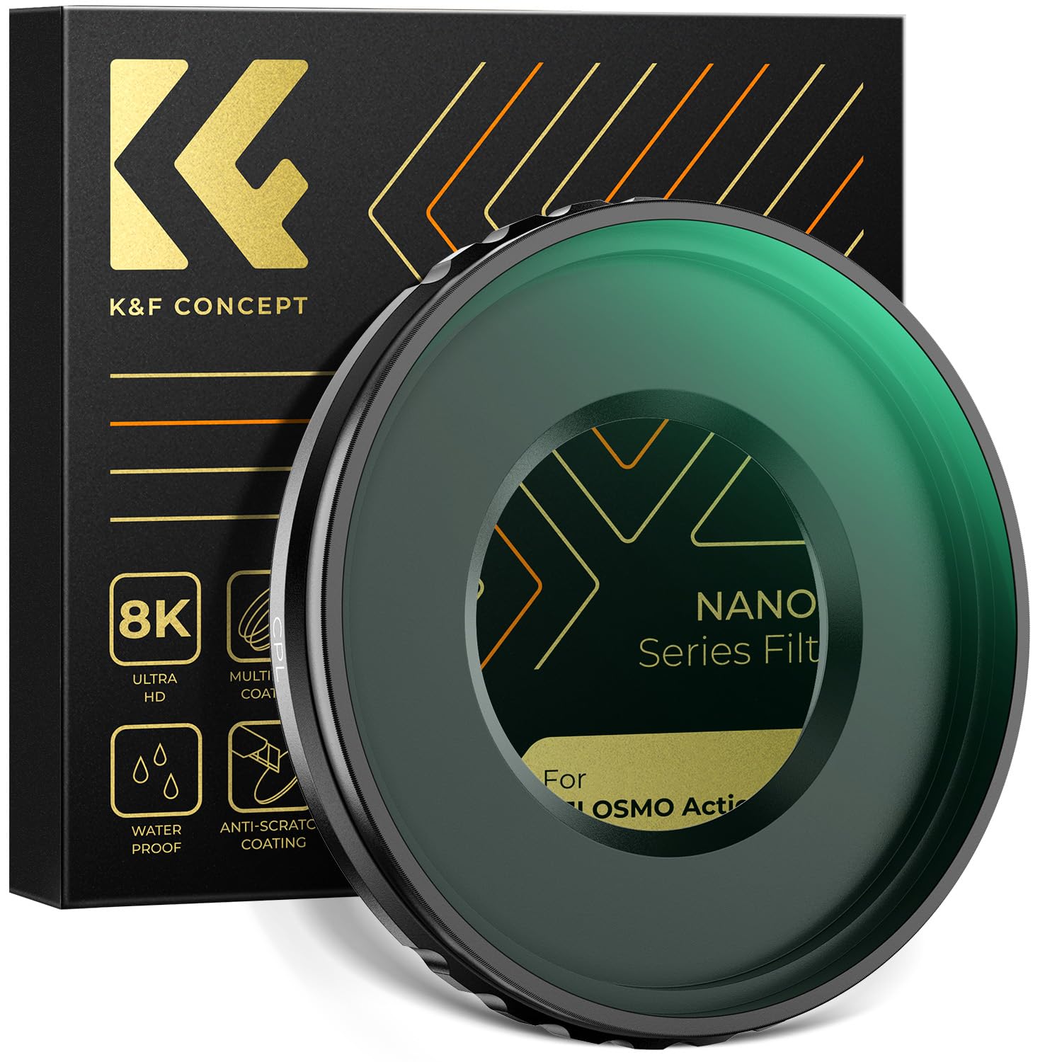 K&F Concept Filtre Polarisant CPL Compatible avec DJI Osmo Action 4/5 Pro Verre Optique HD Nano-revêtements Anti des Rayures Léger