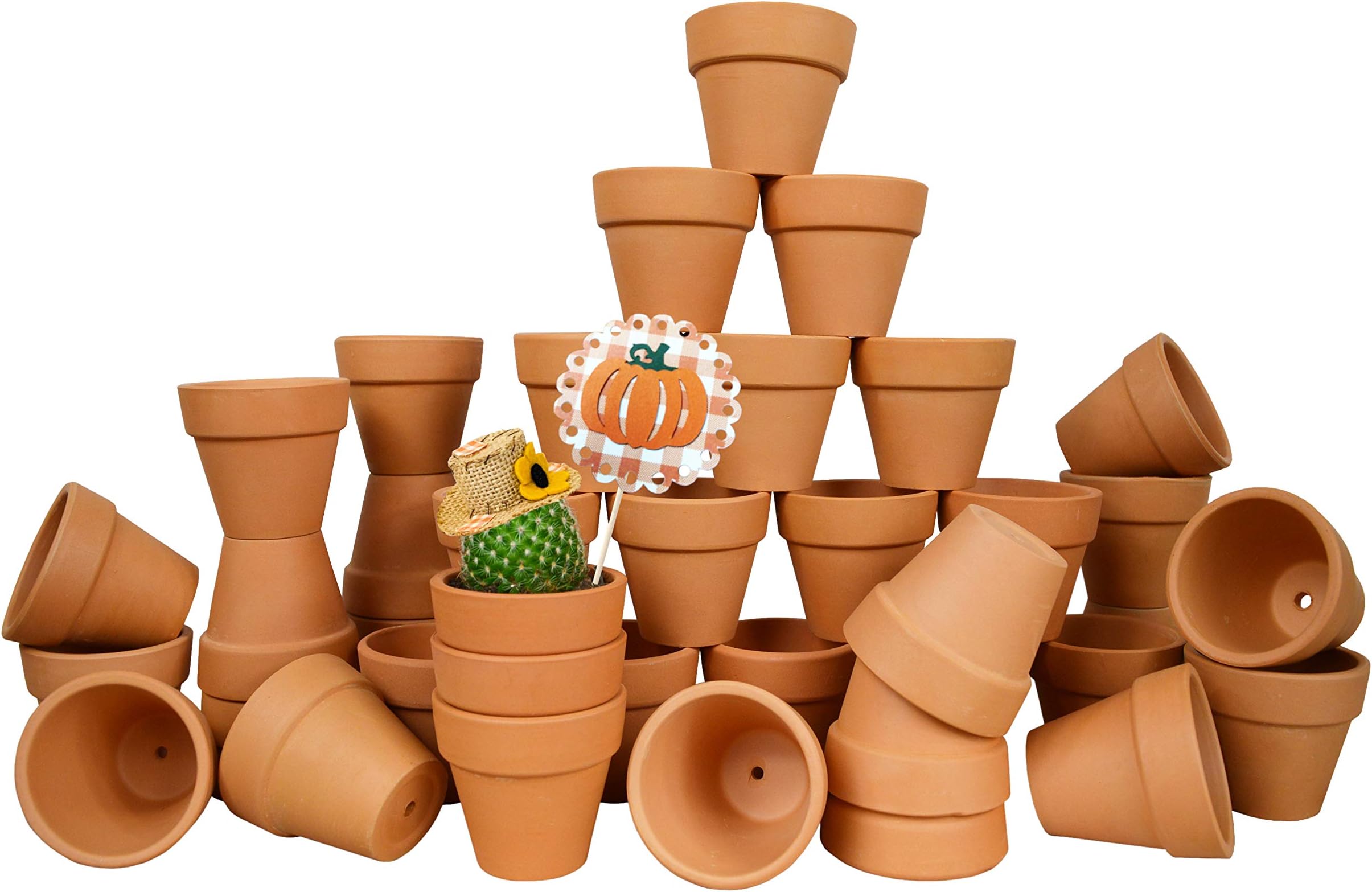 My Urban Crafts 40 Pcs Small Mini Clay Pots 2.1 inch Mini Terracotta Pots Clay Ceramic Pottery Planter Cactus Flower Pots Succulent Nursery Pots for Indoor/Outdoor Mini Plant, Crafts, Wedding Favors