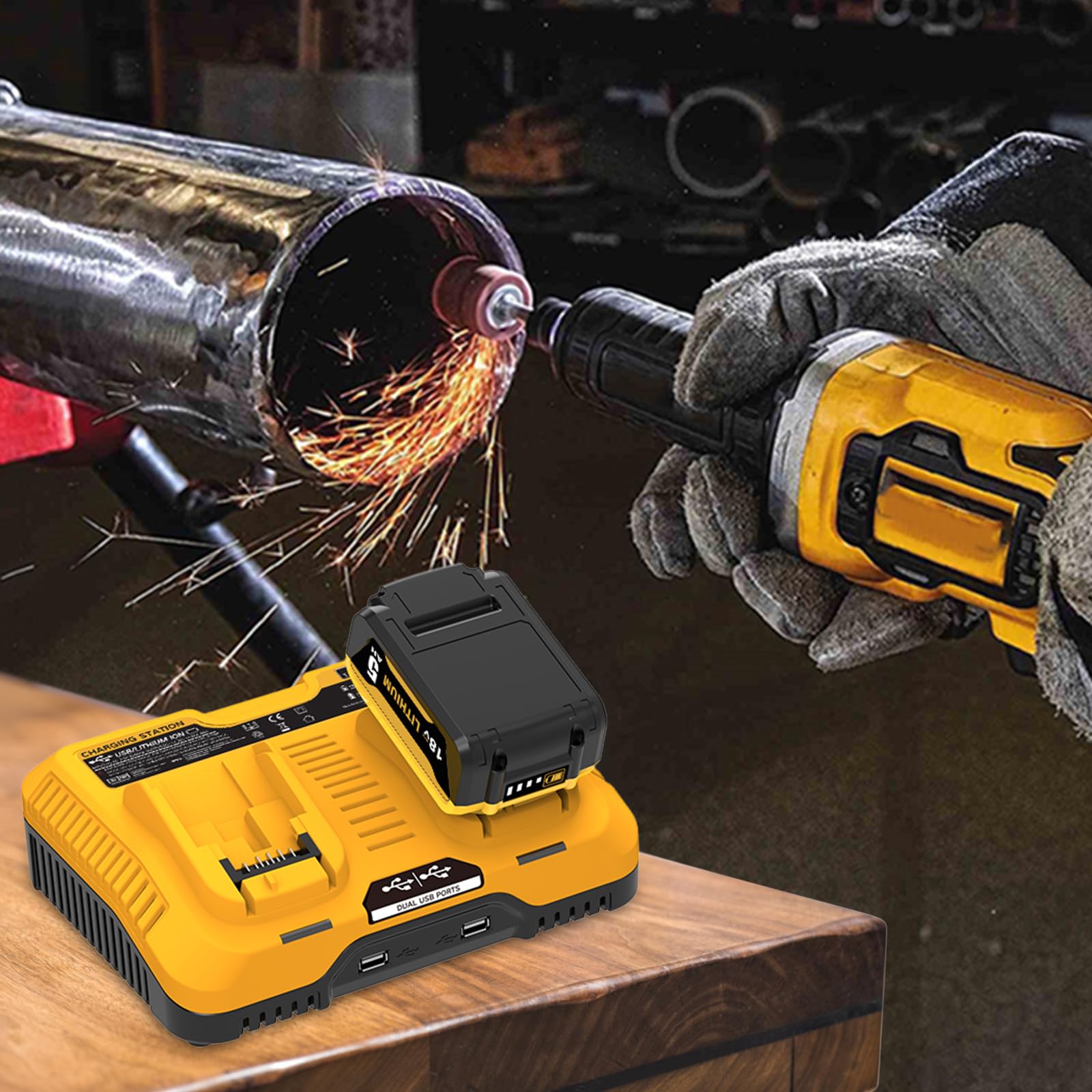 2 pezzi 5000mAh di ricambio per Dewalt batteria 18V+ 1 pezzo ricambio per Dewalt 14,4V-20V doppio caricatore DCB102