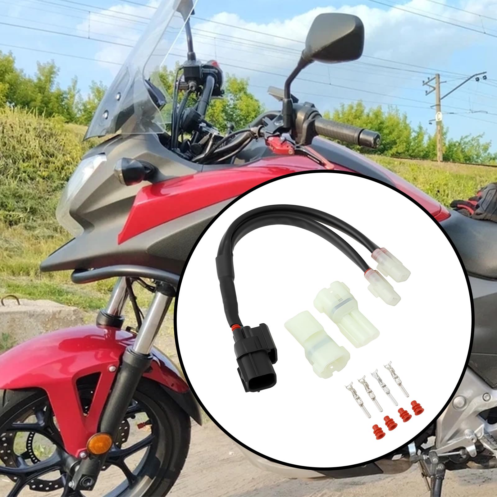 ECSiNG Y-Splitter 12V Presa di Alimentazione Ausiliaria Cavo di Collegamento Plug-and-Play Adattatore per USB, Navigazione e Accessori Compatibile con Honda NC750X
